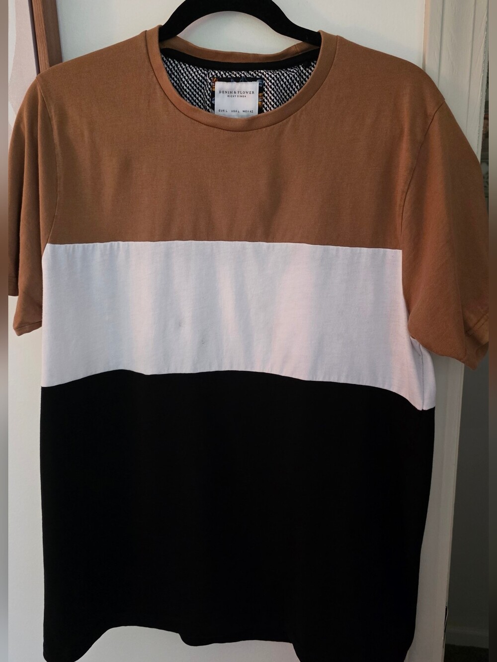 Men's Colorblock Crew Tee - Brown White Black
